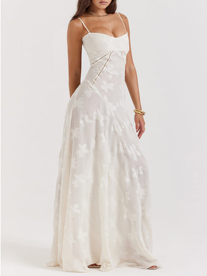 Floral Lace-Back Maxi Dress