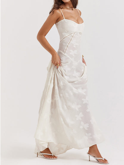 Floral Lace-Back Maxi Dress