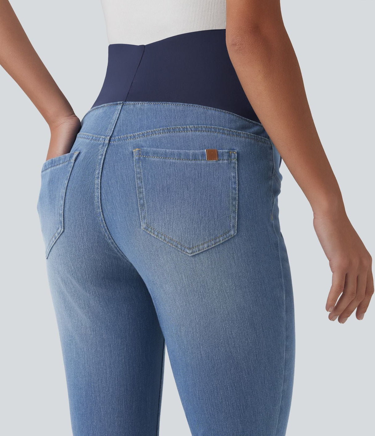 Super High Waisted Skinny 7/8 Maternity Jeans with Pockets