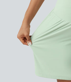 Super High Waisted Yoga Maternity Shorts 9'' with Pockets