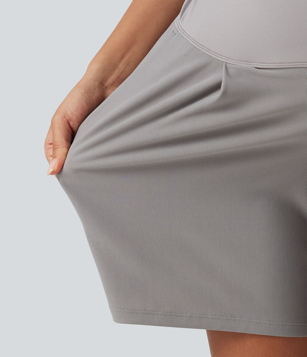 Super High Waisted Waffle Work Bermuda Maternity Shorts 7"