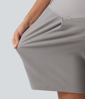 Super High Waisted Waffle Work Bermuda Maternity Shorts 7"