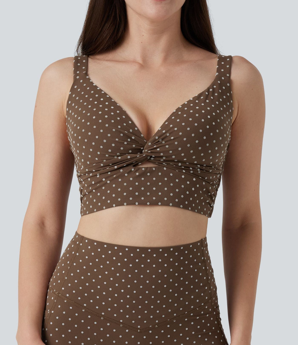 Light Support V-Neck Polka Dot Yoga Sports Bra