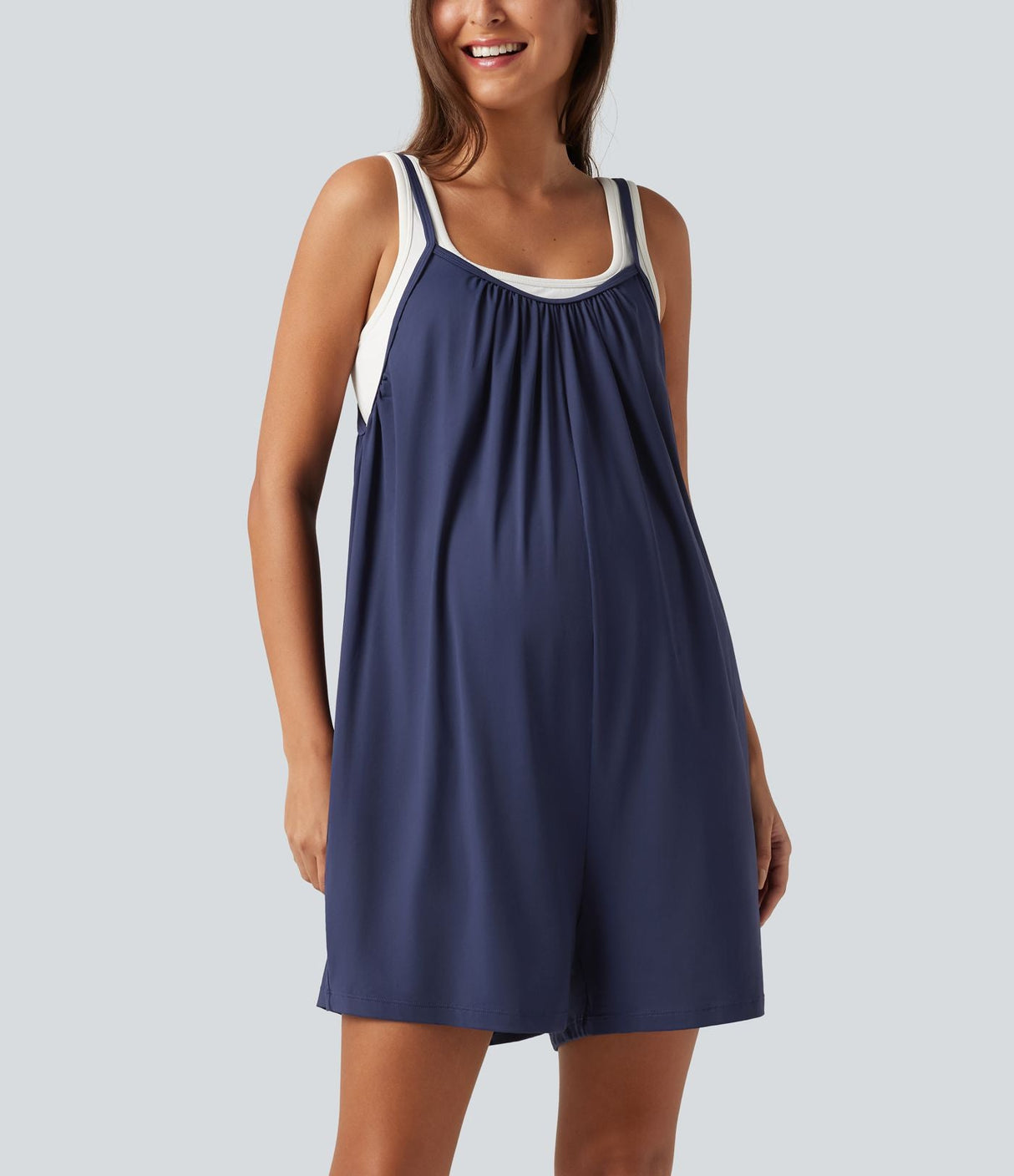 Wide Leg Casual Maternity Romper with Pockets
