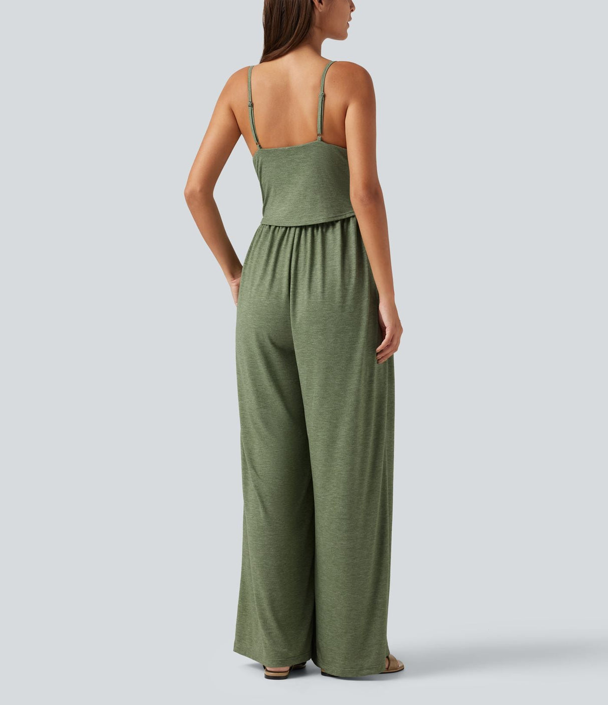 Built-In-Bra Wide Leg Maternity Slip Jumpsuit with Pockets