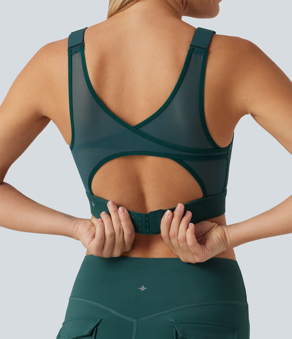 Medium Support Round Neck Mesh Running Sports Bra