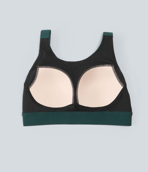Medium Support Round Neck Mesh Running Sports Bra