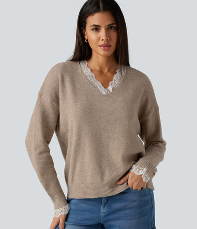 Contrast Lace Sweater