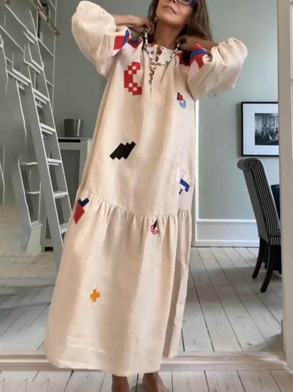 Ethnic Print Maxi Dress