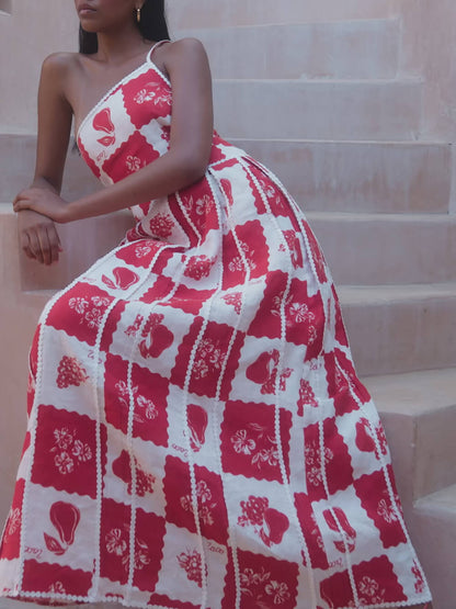 Floral One-Shoulder Maxi Dress