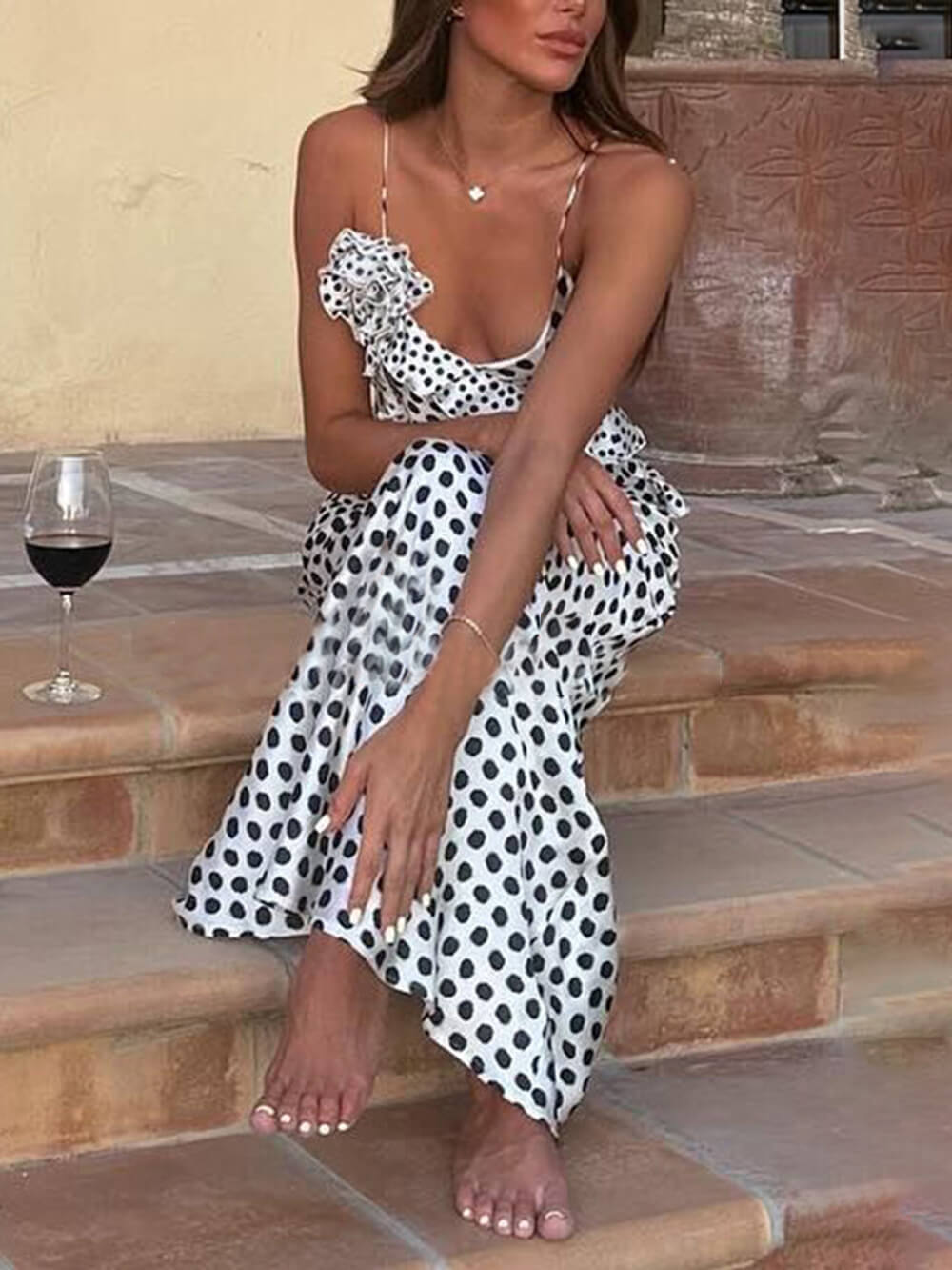 Polka Dot Lace Maxi Dress