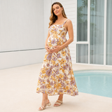 Olivia Tie-Back Linen Maternity Dress