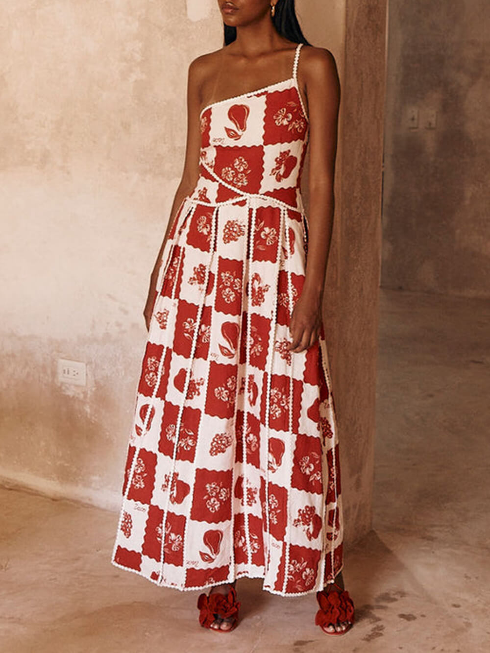 Floral One-Shoulder Maxi Dress