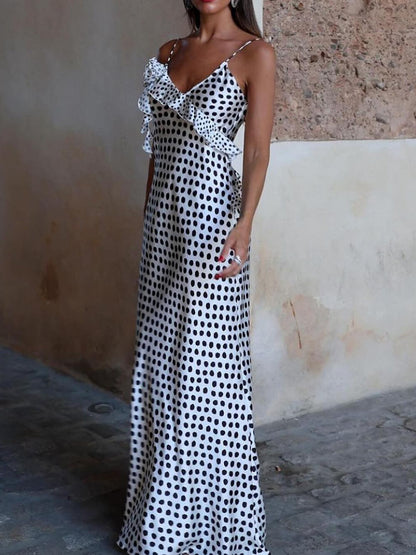 Polka Dot Lace Maxi Dress