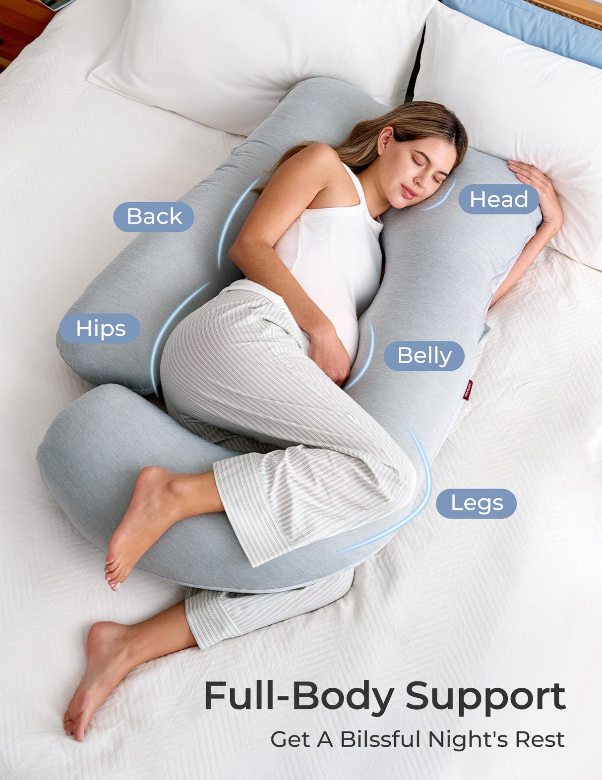 Poma U-Shape Pregnancy Pillow – Plush Maternity Body Pillow for Pregnant Women