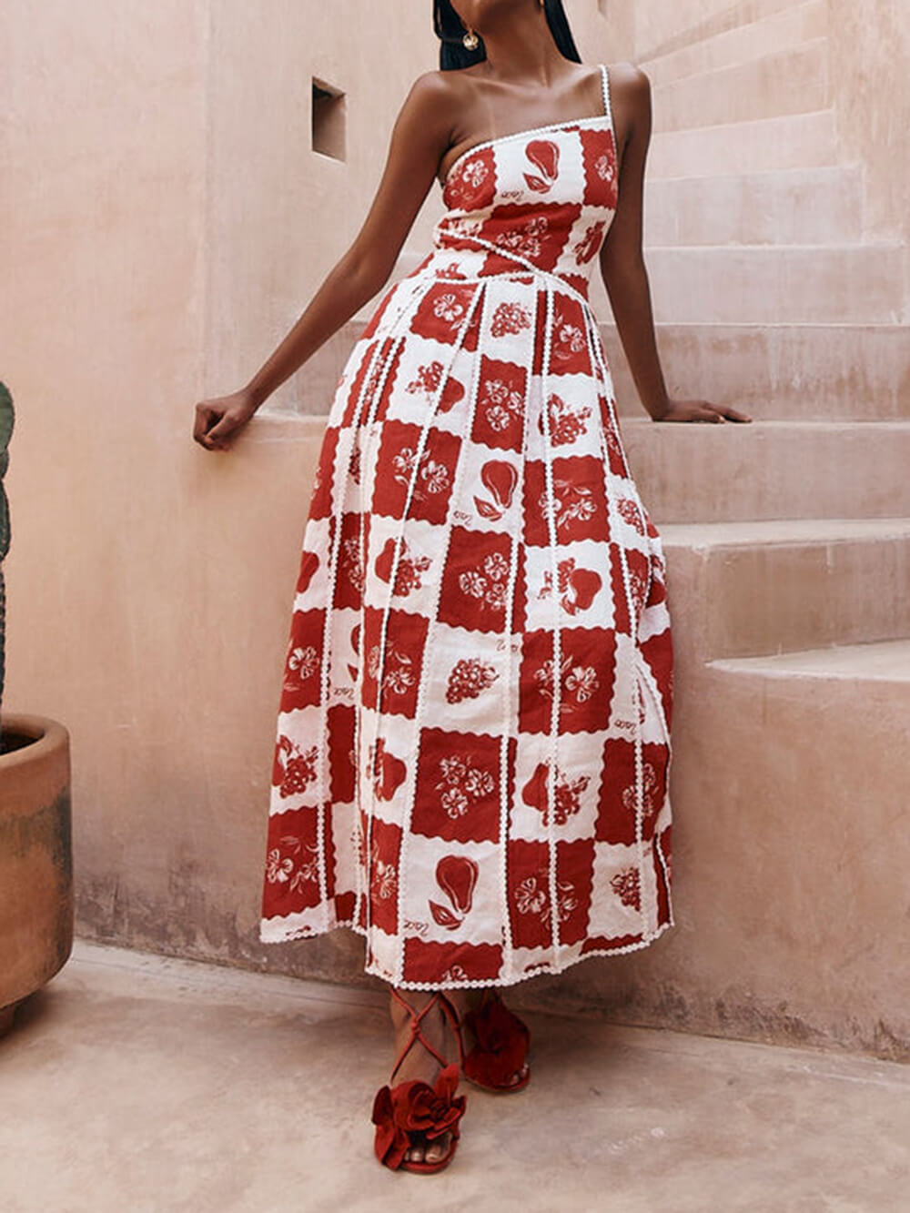 Floral One-Shoulder Maxi Dress
