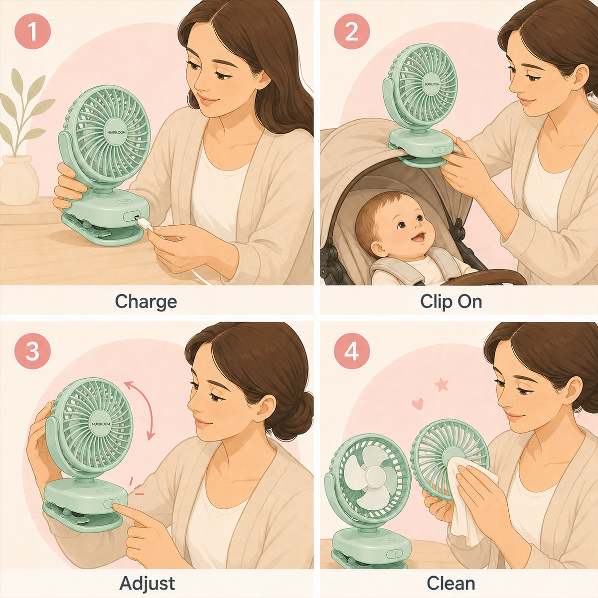 Emma Portable Clip-On Stroller Fan