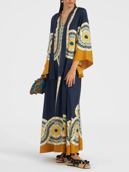 Art Deco Print Maxi Dress