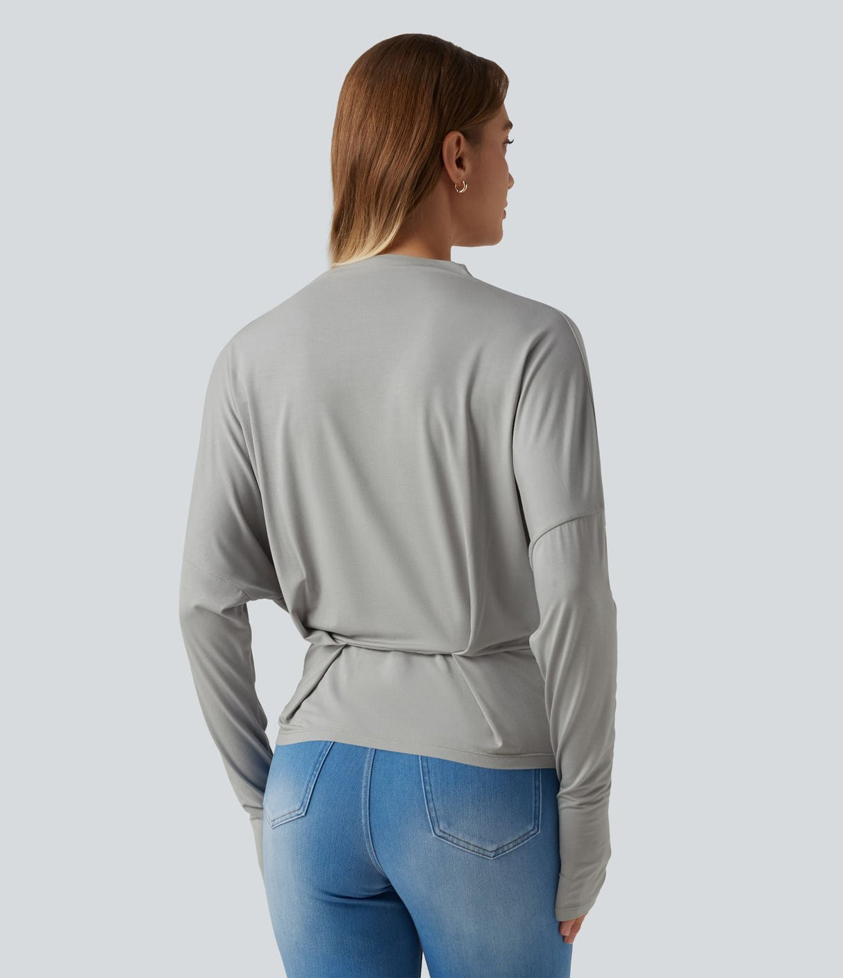 Cowl Neck Long Sleeve Thumb Hole Casual Top