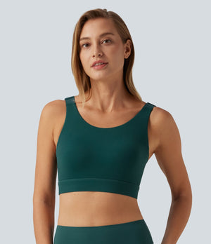 Medium Support Round Neck Mesh Running Sports Bra