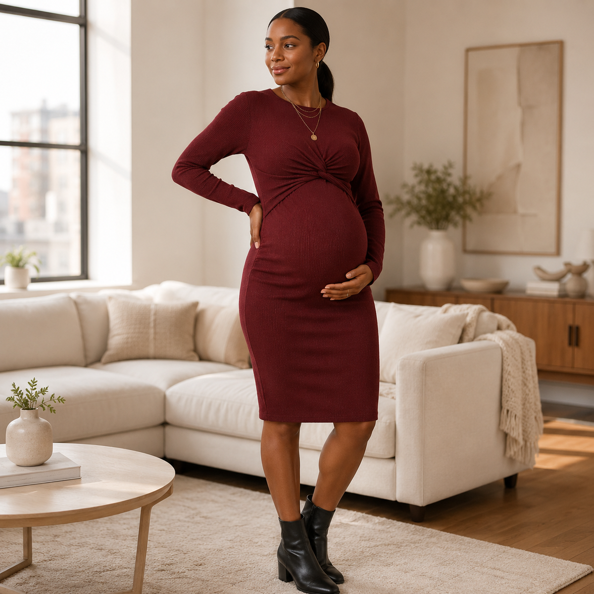 Sonia Striped Maternity Midi Dress