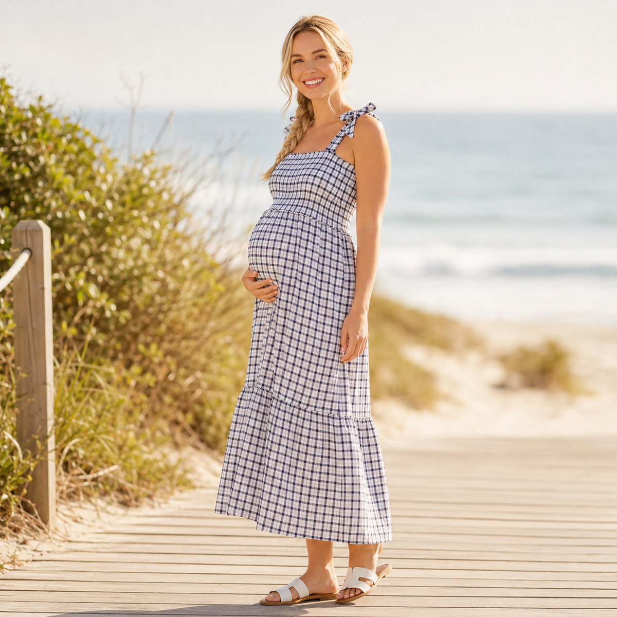 Charlotte Smocked Maternity Sundress