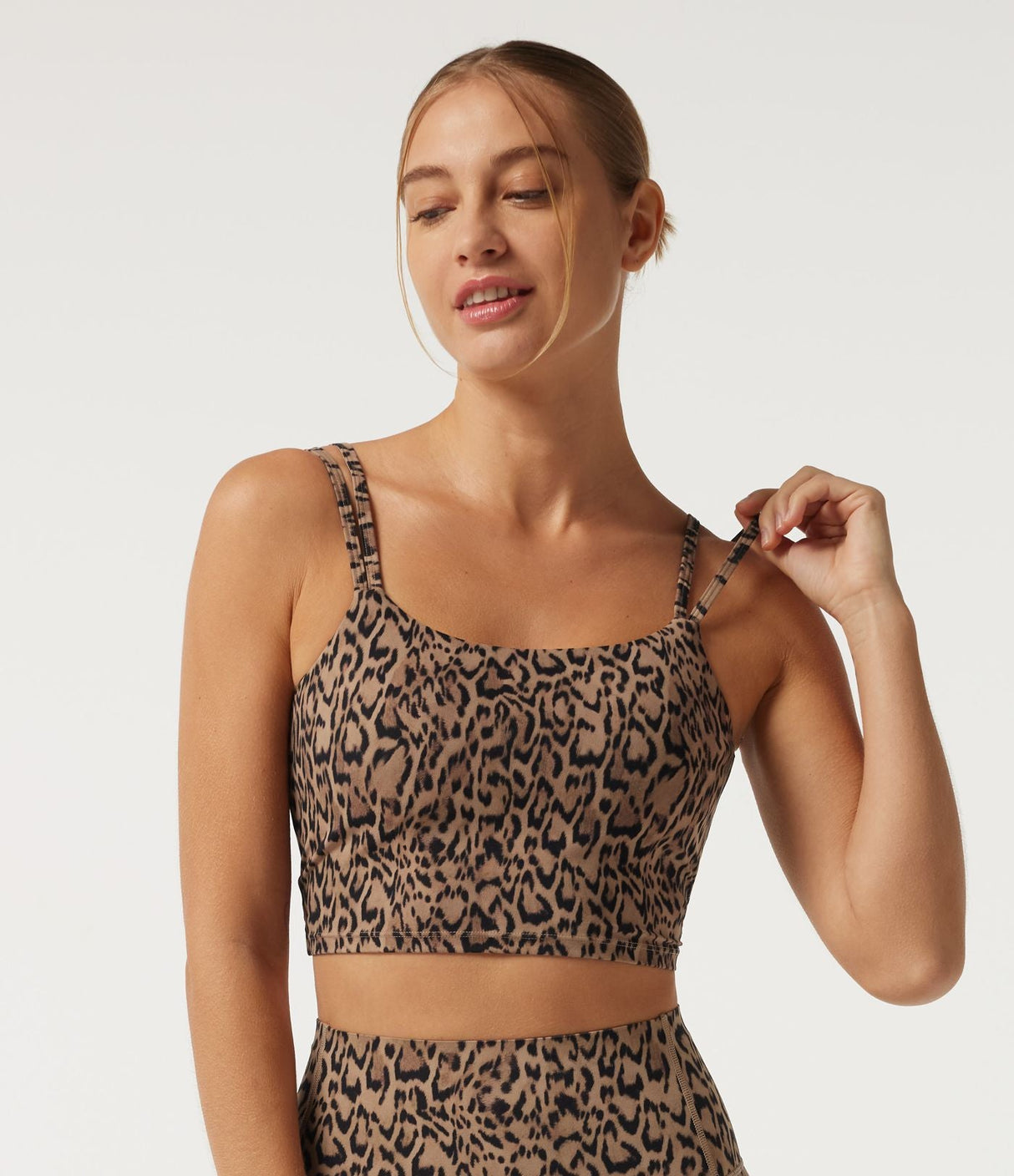 Leopard Print Light Support Square Neck Yoga Sports Bra