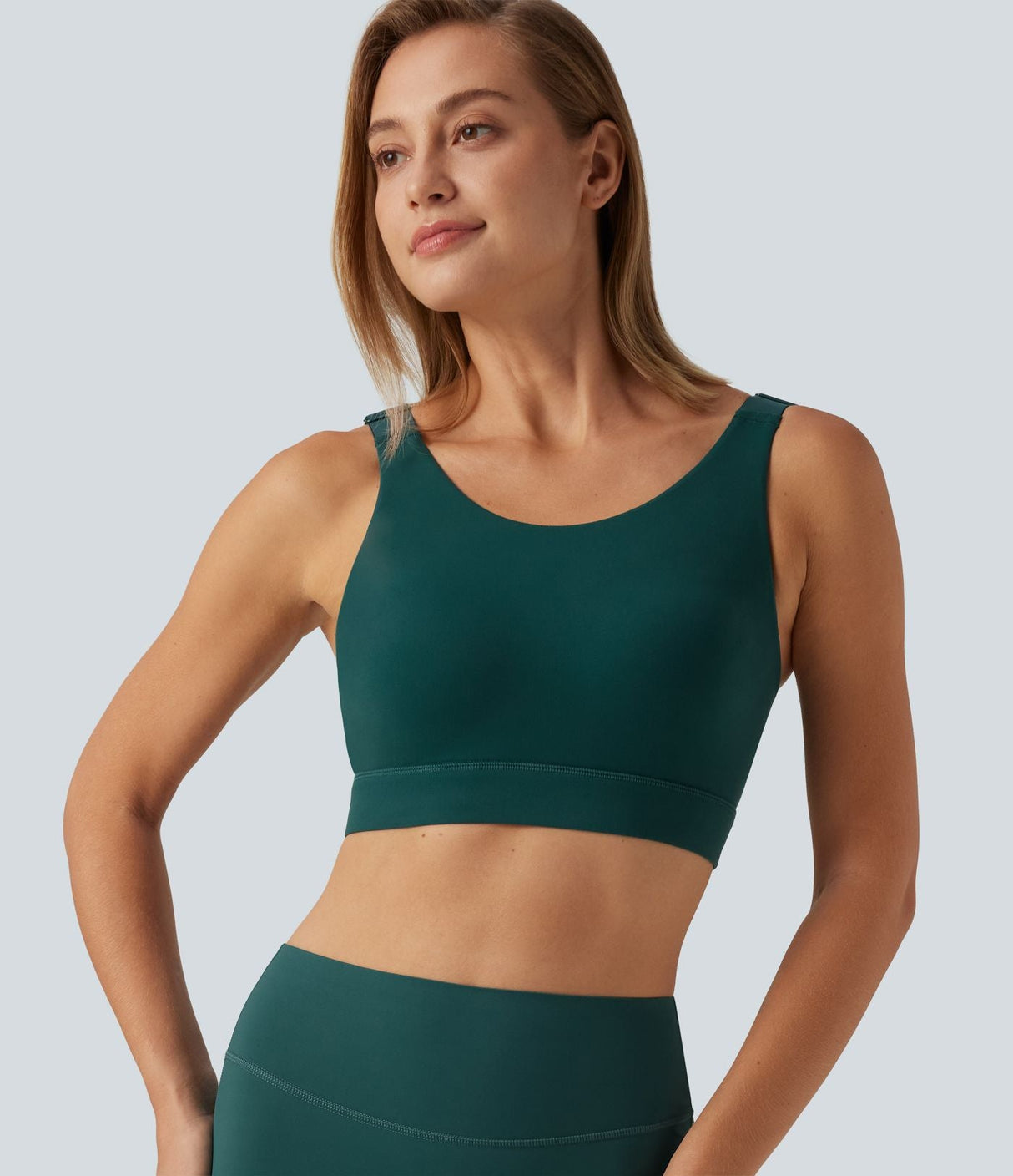Medium Support Round Neck Mesh Running Sports Bra