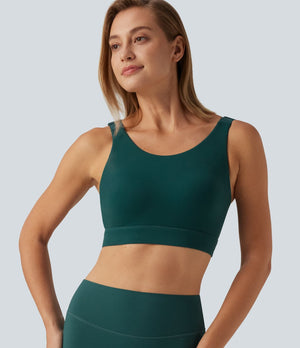 Medium Support Round Neck Mesh Running Sports Bra
