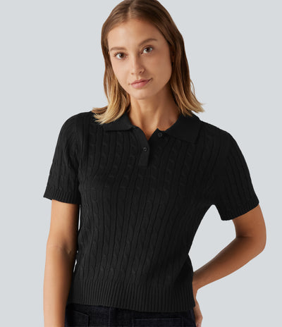 Polo Cable Knit Sweater