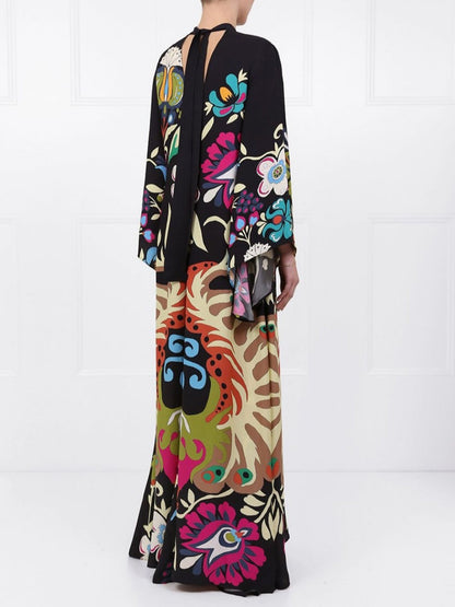Peacock Print Maxi Dress