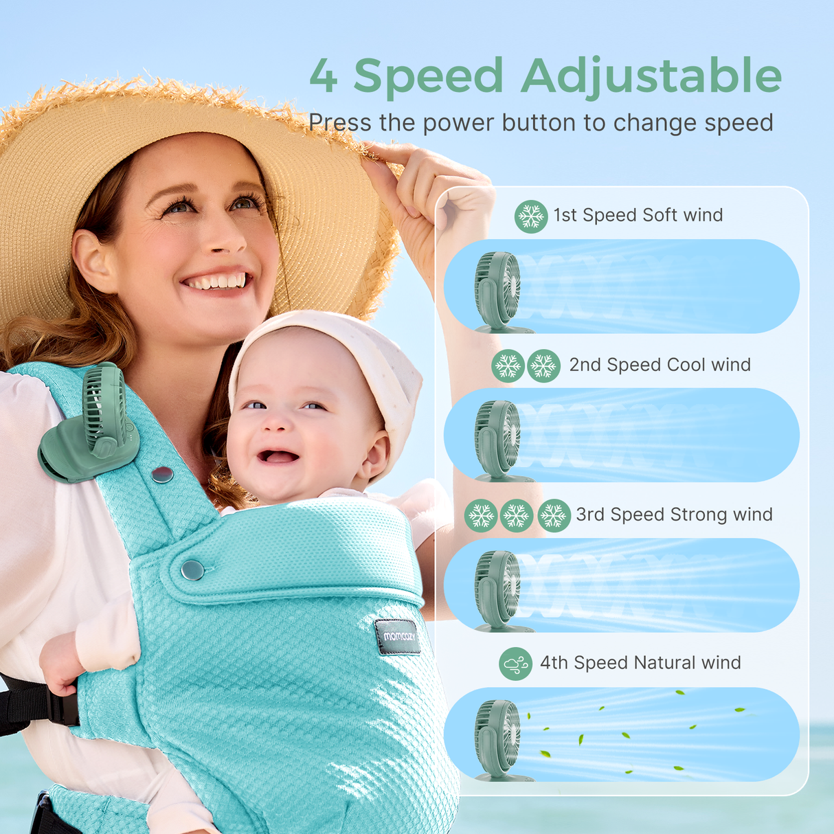 Emma Portable Stroller Fan with Rechargeable Clip Design
