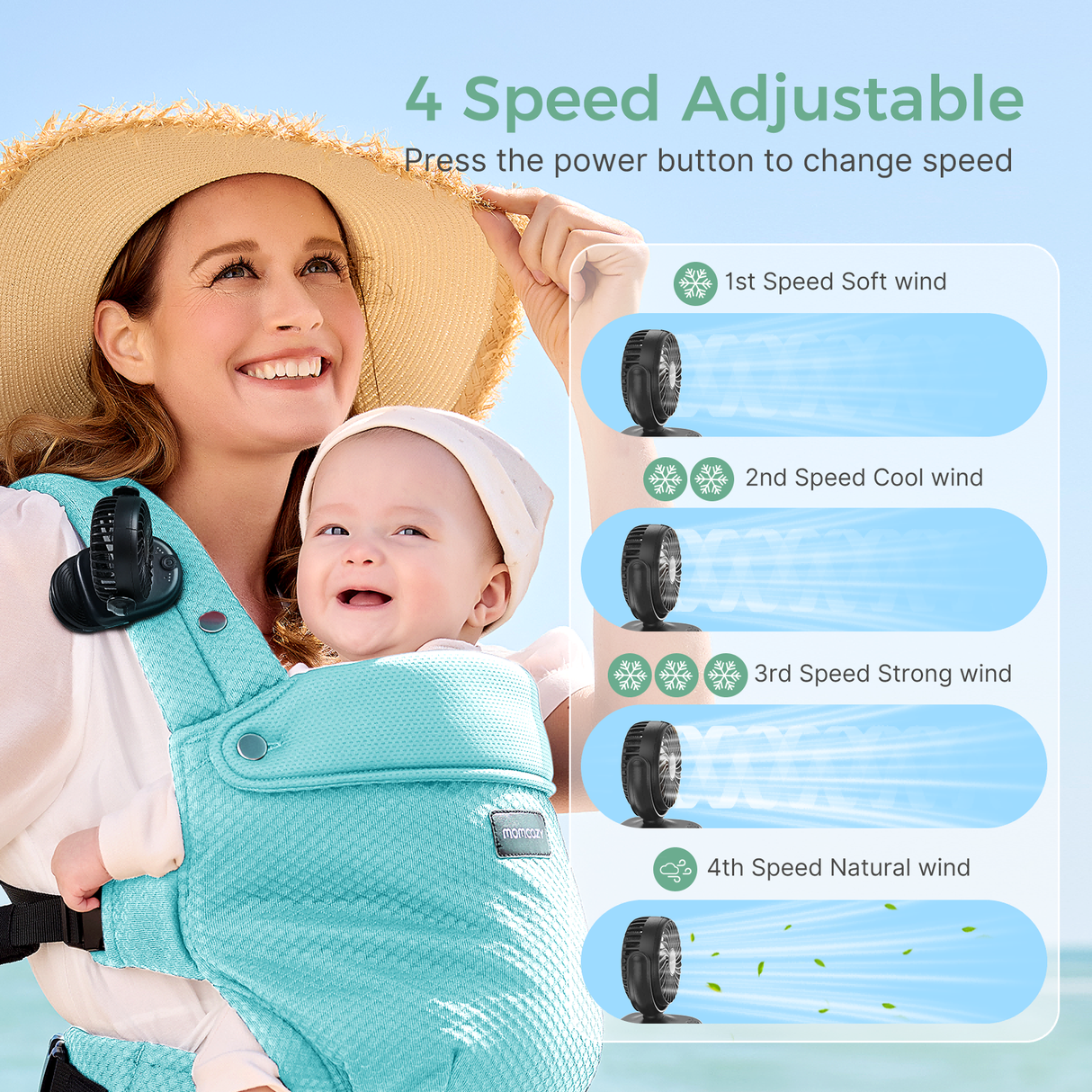 Emma Portable Stroller Fan with Rechargeable Clip Design