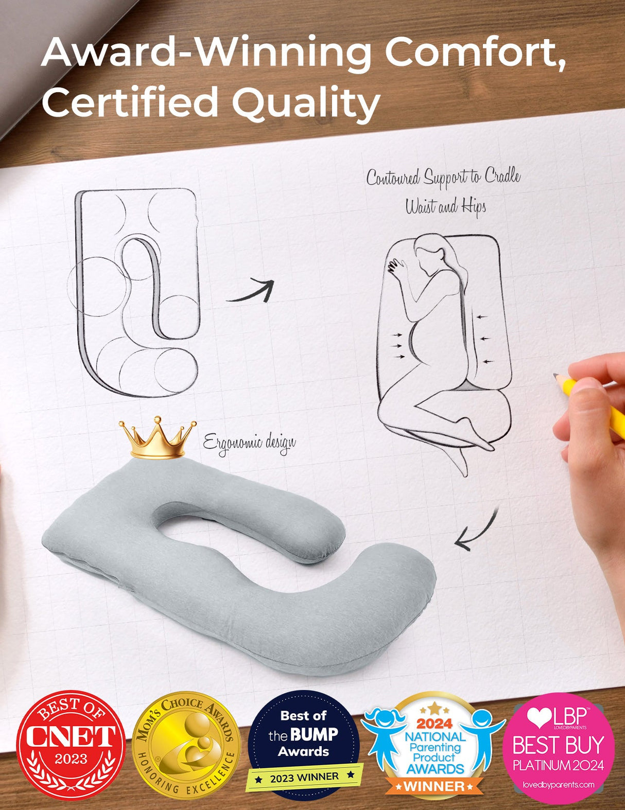 Poma U-Shape Pregnancy Pillow – Plush Maternity Body Pillow for Pregnant Women