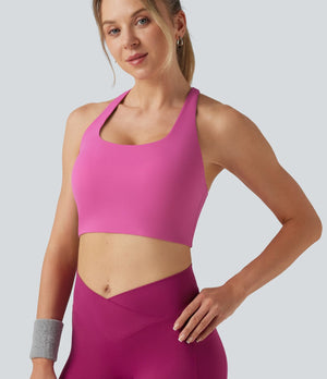 Light Support U-Neck Yoga Sports Bra with Built-in Bra