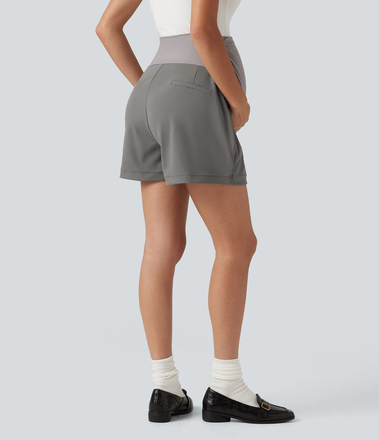 Super High Waisted Work Bagyy Maternity Shorts 4''
