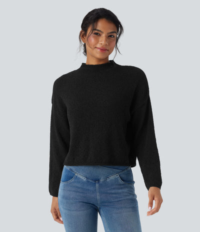 Mock-neck Long Sleeve Casual Sweater