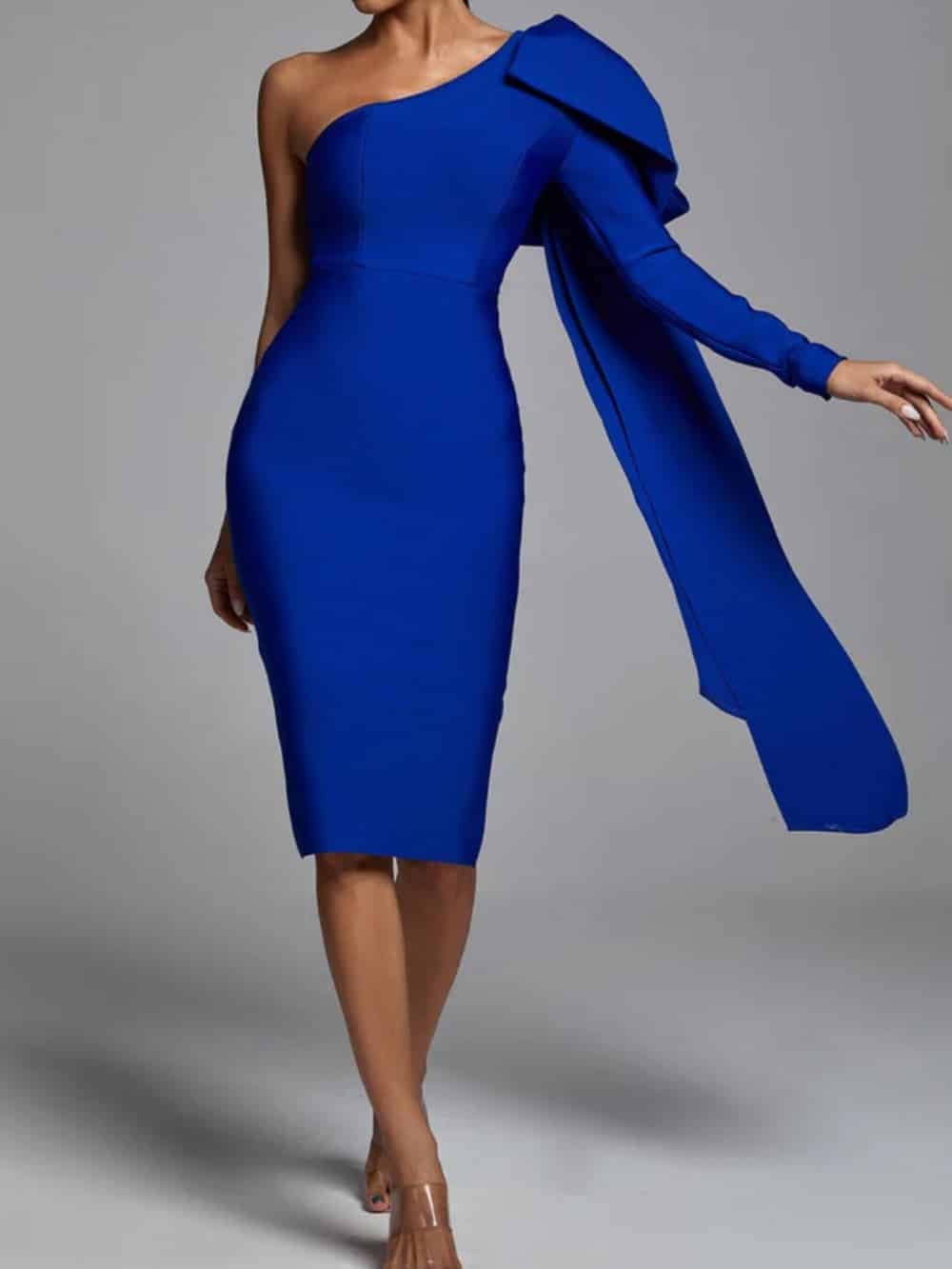 One-Shoulder Bandage Midi Dress
