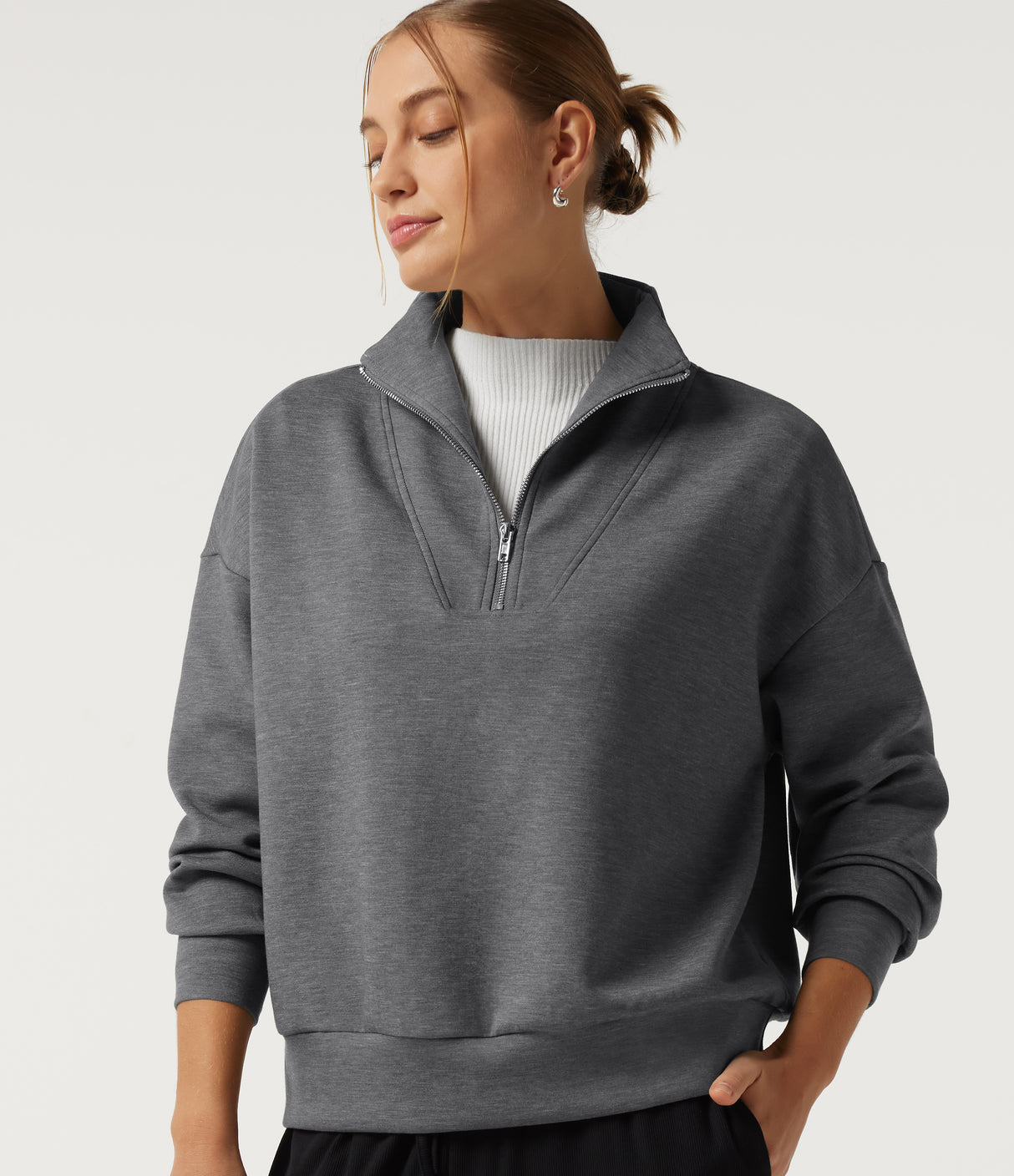 Mock Neck Half Zip Sweatshirt