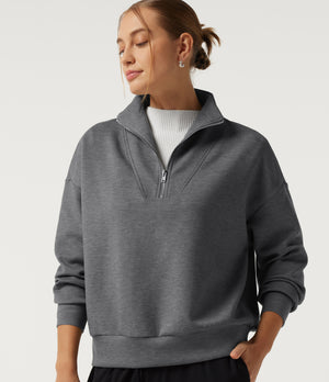 Mock Neck Half Zip Sweatshirt