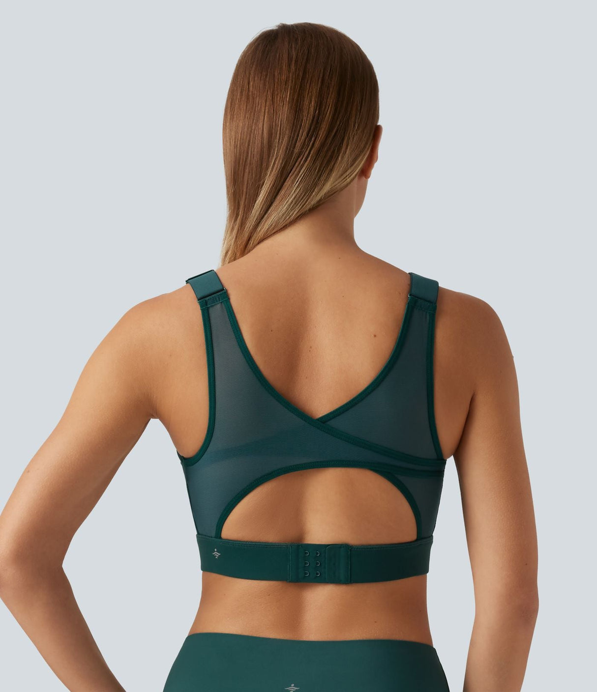 Medium Support Round Neck Mesh Running Sports Bra