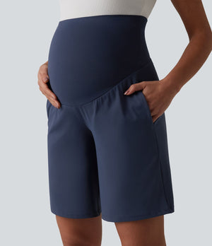 Super High Waisted Yoga Bermuda Maternity Shorts
