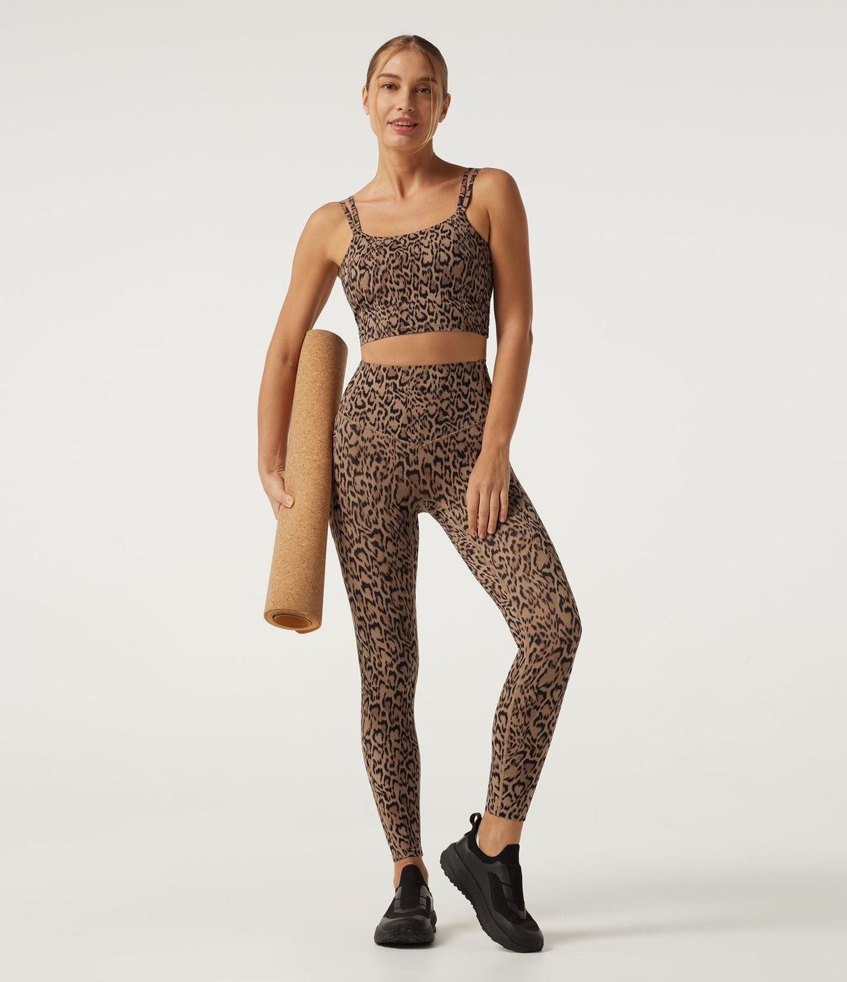 Leopard Print Light Support Square Neck Yoga Sports Bra