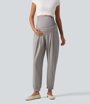 Super High Waisted Tapered Waffle Maternity Joggers