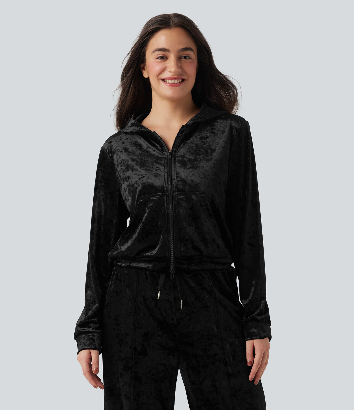 Velvet Hooded Sweatshirt