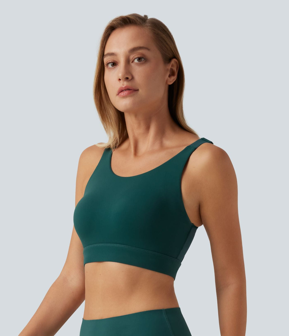 Medium Support Round Neck Mesh Running Sports Bra