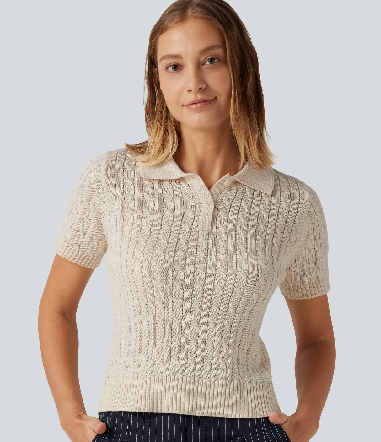 Polo Cable Knit Sweater