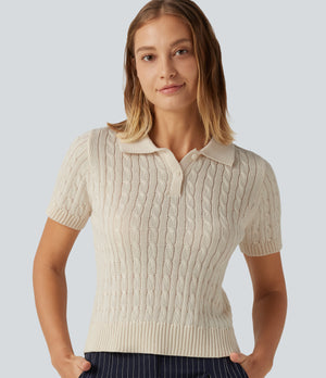 Polo Cable Knit Sweater