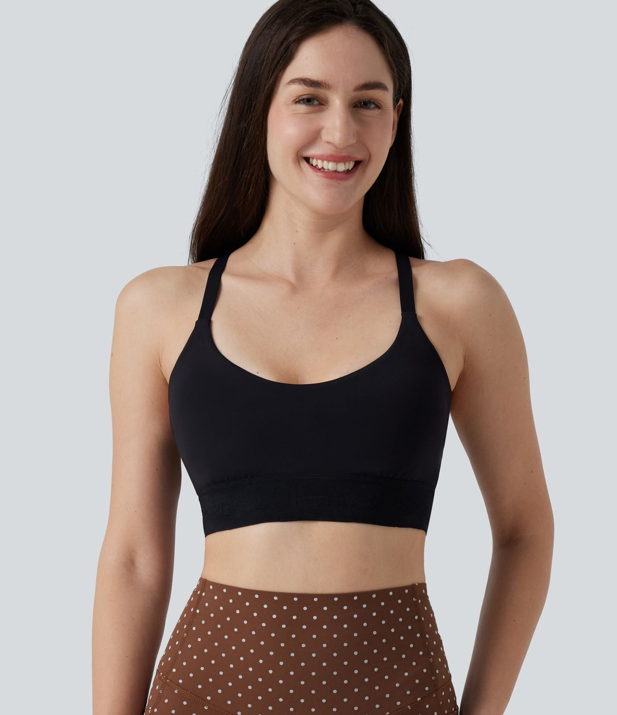 Light Support V-Neck Polka Dot Yoga Sports Bra