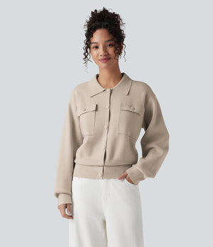 Pocket Long Sleeve Casual Sweater